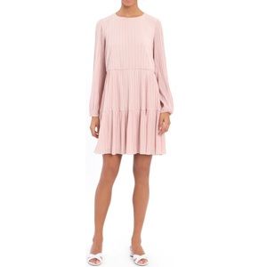 London Times A-Line Pleated Varigated Dress In Pink Color- New With Tag- Reemoly